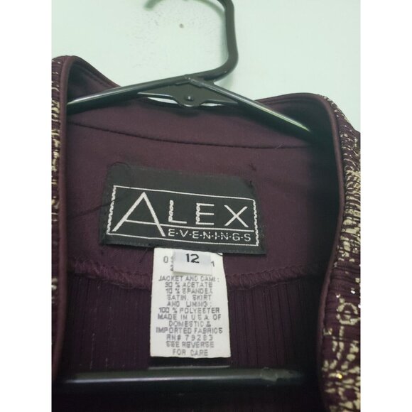 Alex Evenings Womens 12 Jacket Purple Metallic Open Front Evening 3/4 Sleeve - Picture 8 of 8